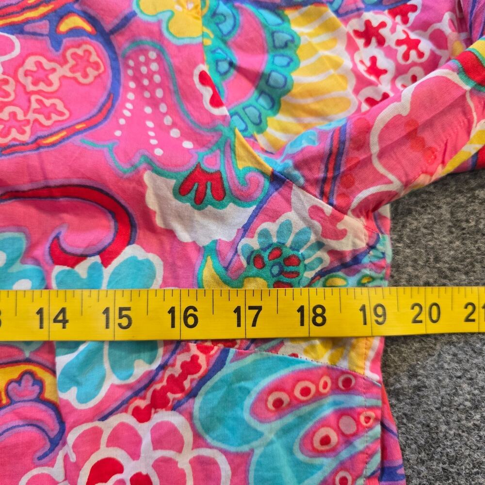 Talbots Top Womens Size Medium Pink Floral Button Up Long Sleeve Colorful Casual - Picture 5 of 9